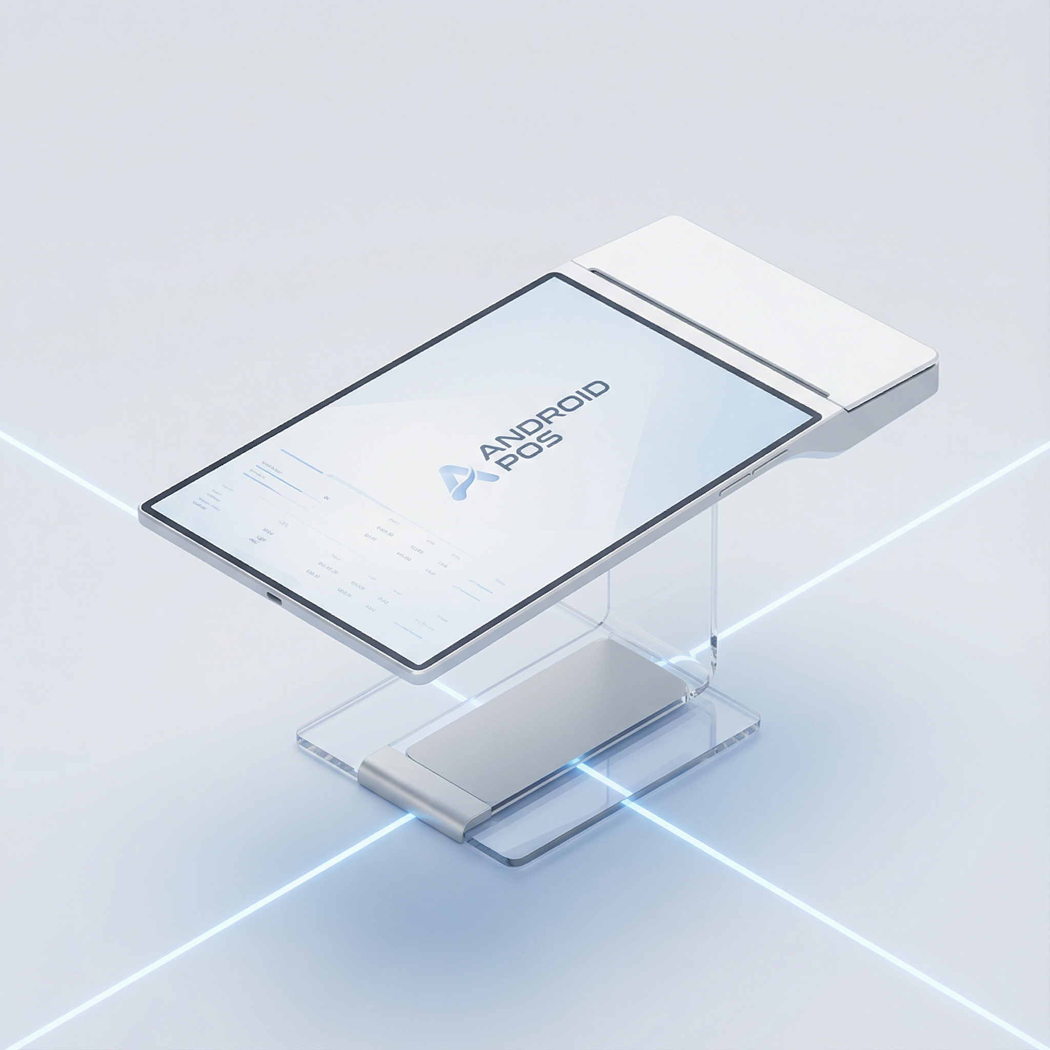 Chef in private kitchen holding handheld POS terminal displaying multiple payment options